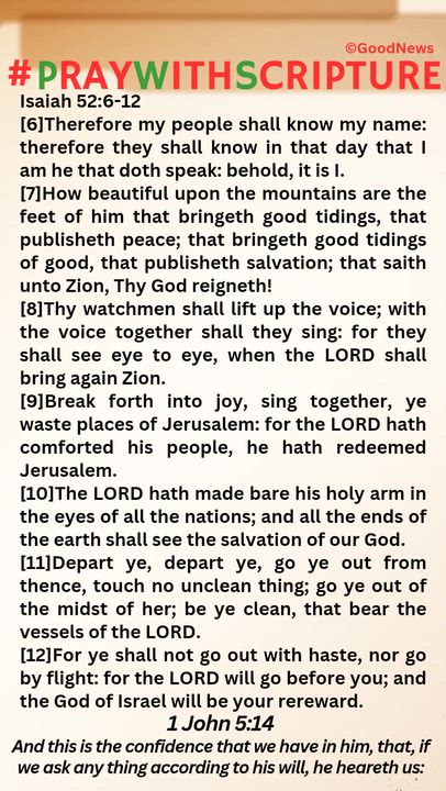 TODAY'S PRAYER from Isaiah 52:6-12
1. Father God in Jesus name, we exalt and magnify Your name.
2. T...