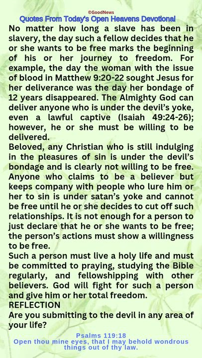 #QuoteFromTodaysOpenHeaven
Read through and follow the steps and action points. Be inspired, love Go...
