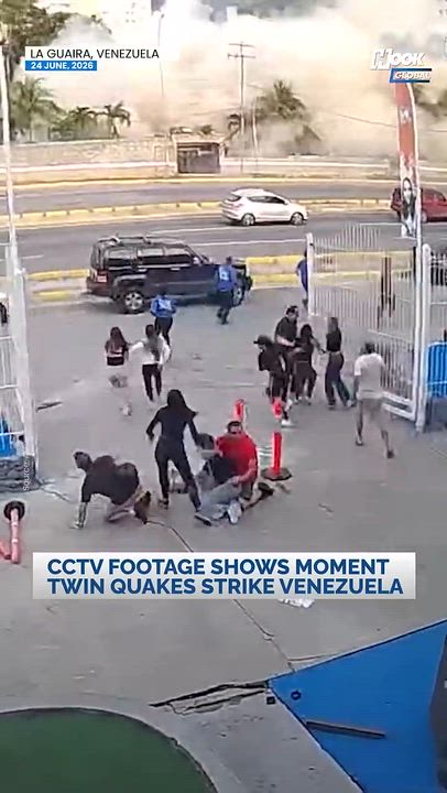 CCTV footage capturing the moment twin earthquakes struck La Guaira, Venezuela (June 24, 2026)...
Wa...