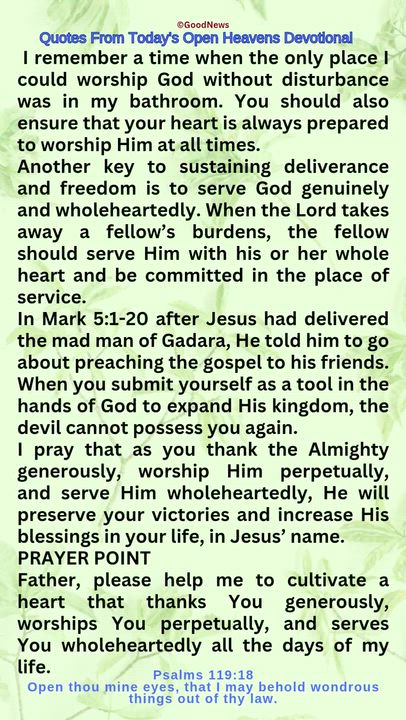 #QuoteFromTodaysOpenHeaven
Read through and follow the steps and action points. Be inspired, love Go...