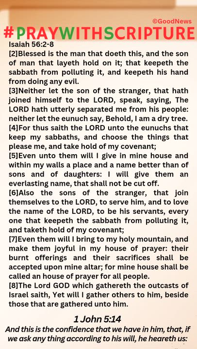 #PrayWithScriptureTodaysBibleReading 
Isaiah 56:2-8
[2]Blessed is the man that doeth this, and the s...
