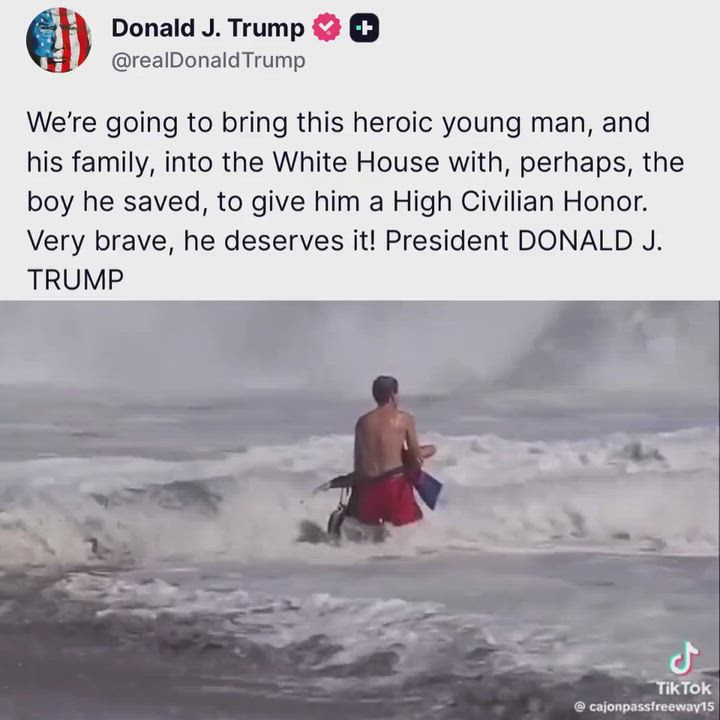 USA 🇺🇸 President Trump announces plans to honour 16-year-old lifeguard at the White House with a hig...