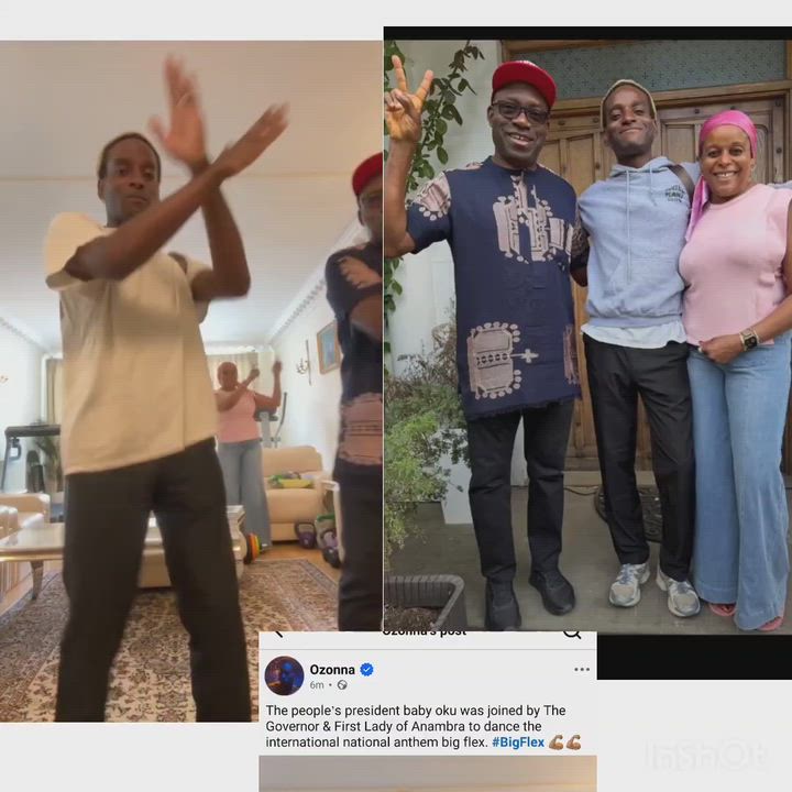 Anambra state Governor, Soludo and his wife join their son, Ozonna, in dancing to his song.