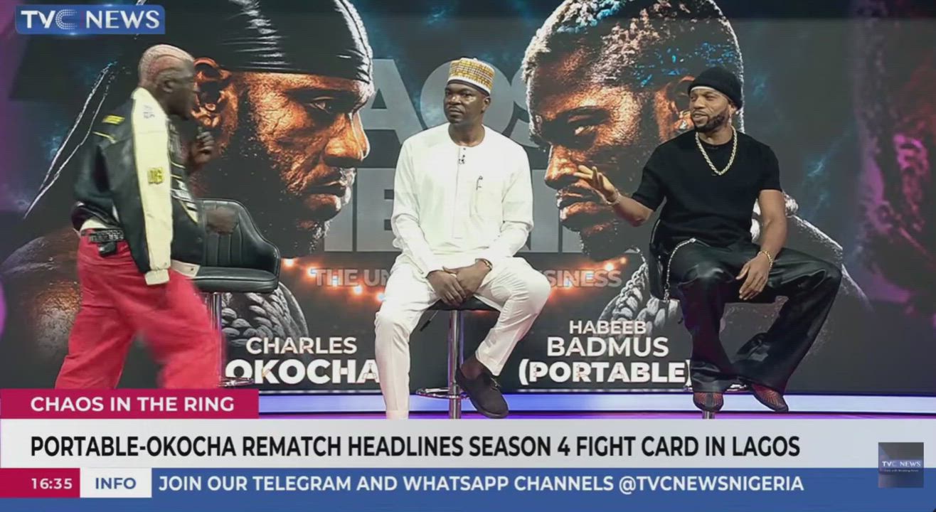 Moment Portable disrupted a live interview with Charles Okocha ahead of their boxing rematch