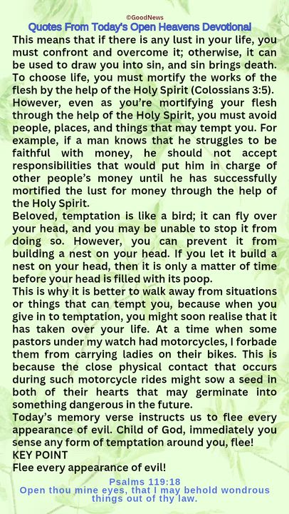 #QuoteFromTodaysOpenHeaven
Read through and follow the steps and action points. Be inspired, love Go...