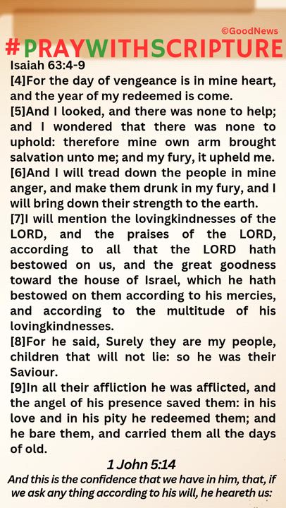 #PrayWithScriptureTodaysBibleReadingAndPrayer
TODAY'S PRAYER from Isaiah 63:4-9
1. Father Lord God,...