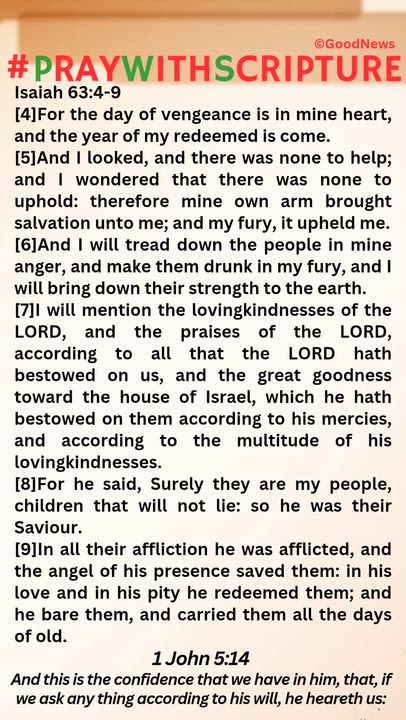 #PrayWithScriptureTodaysBibleReading 
Isaiah 63:4-9
[4]For the day of vengeance is in mine heart, an...