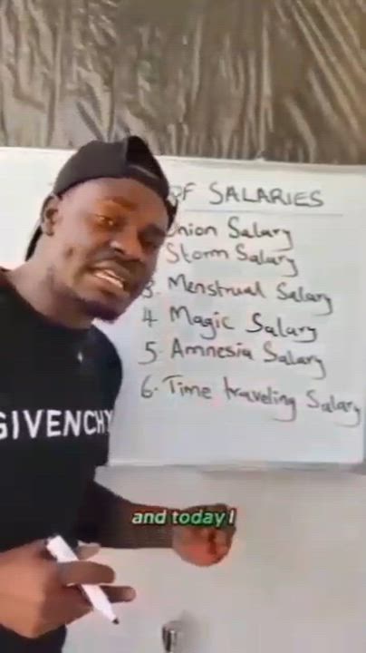 Our salary people, please come and identify the type of salary that you get. 

Can't stop laughing a...