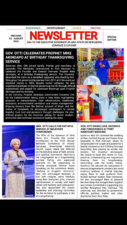 𝗔𝗕𝗜𝗔 𝗗𝗔𝗜𝗟𝗬 𝗡𝗘𝗪𝗦𝗟𝗘𝗧𝗧𝗘𝗥 : 𝗬𝗢𝗨𝗥 𝗧𝗥𝗨𝗦𝗧𝗘𝗗 𝗪𝗜𝗡𝗗𝗢𝗪 𝗜𝗡𝗧𝗢 𝗧𝗛𝗘 𝗡𝗘𝗪 𝗔𝗕𝗜𝗔.3/8/26

Please follow all government h...