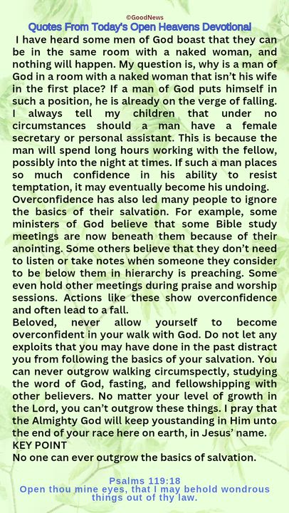 #QuoteFromTodaysOpenHeaven
Read through and follow the steps and action points. Be inspired, love Go...