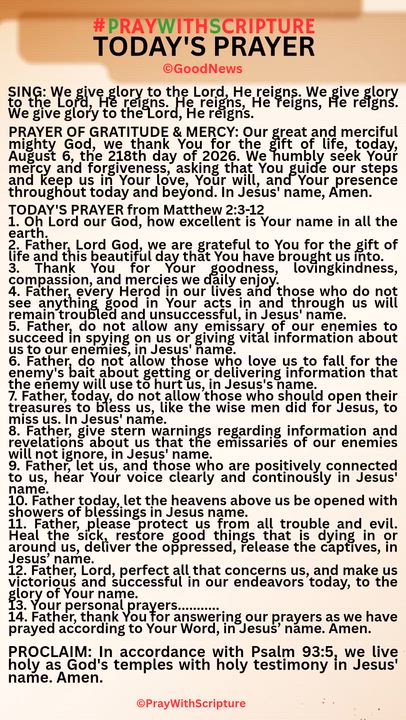 #PrayWithScriptureTodaysPrayer 
TODAY'S PRAYER from Matthew 2:3-12
1. Oh Lord our God, how excellent...