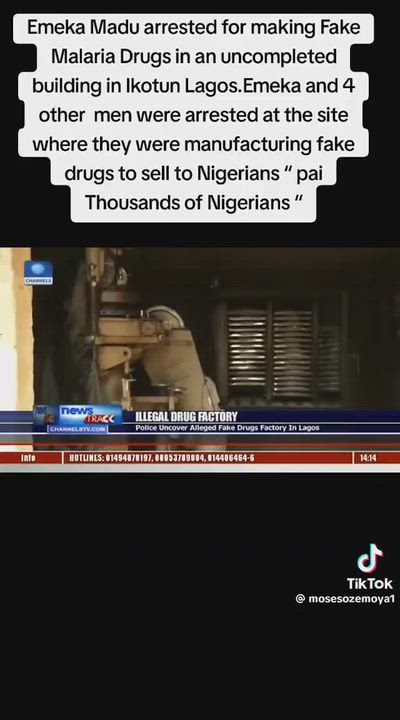 Man arrested for producing fake malaria drugs in Ikotun, Lagos State.