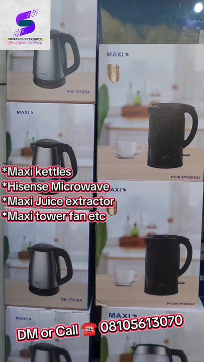 °Hisense Microwave 
°Maxi Tower fan 
°Maxi Kettle 
°Maxi Juice Extractor 
DM or Call ☎️ 08105613070...