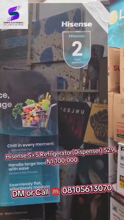 Hisense S×S Inverter Refrigerator with Dispenser (529L) Black 🖤 
DM or Call ☎️ 08105613070
#saintse...