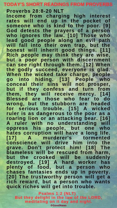 #DailyScriptureDelightsFromProverbs
Proverbs 4:7-9 TLB
Getting wisdom is the most important thing yo...
