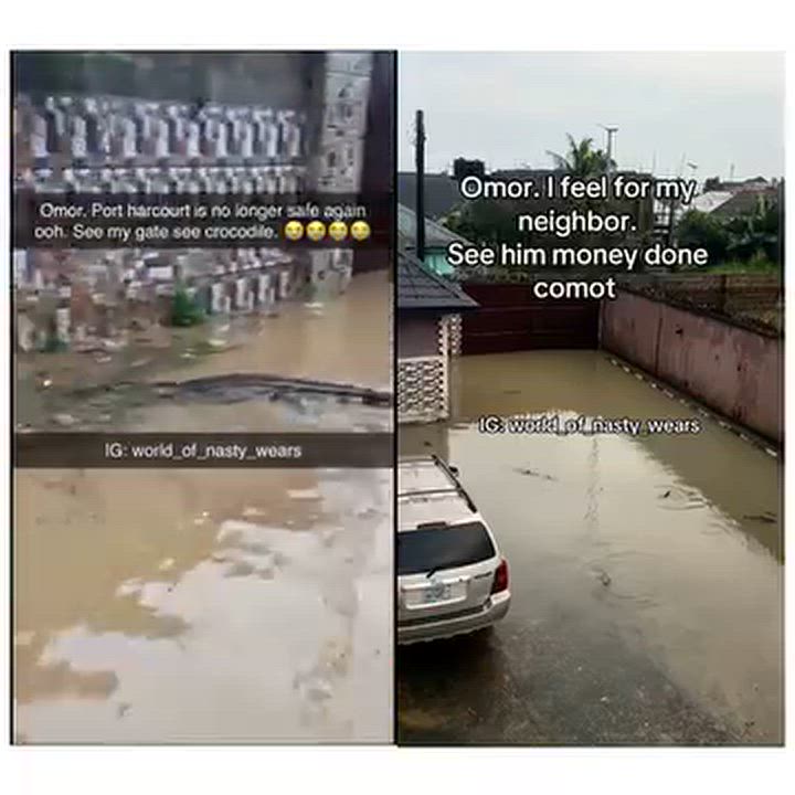 Phorthacourt residents now discover crocodile in their flood 😱😱😱😱 God agbeg ooo