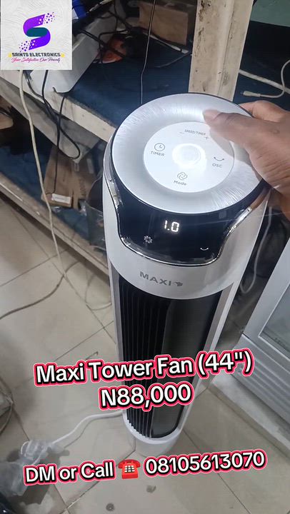 Maxi Tower Fan (44 ")  6 Speed ,timer.
DM or Call ☎️ 08105613070
#saintselectronics #maxitowerfan #V...